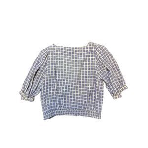 Vintage HR Herbert Rounick Silk Puff Sleeve Blouse 80s Geometric Print Size 12